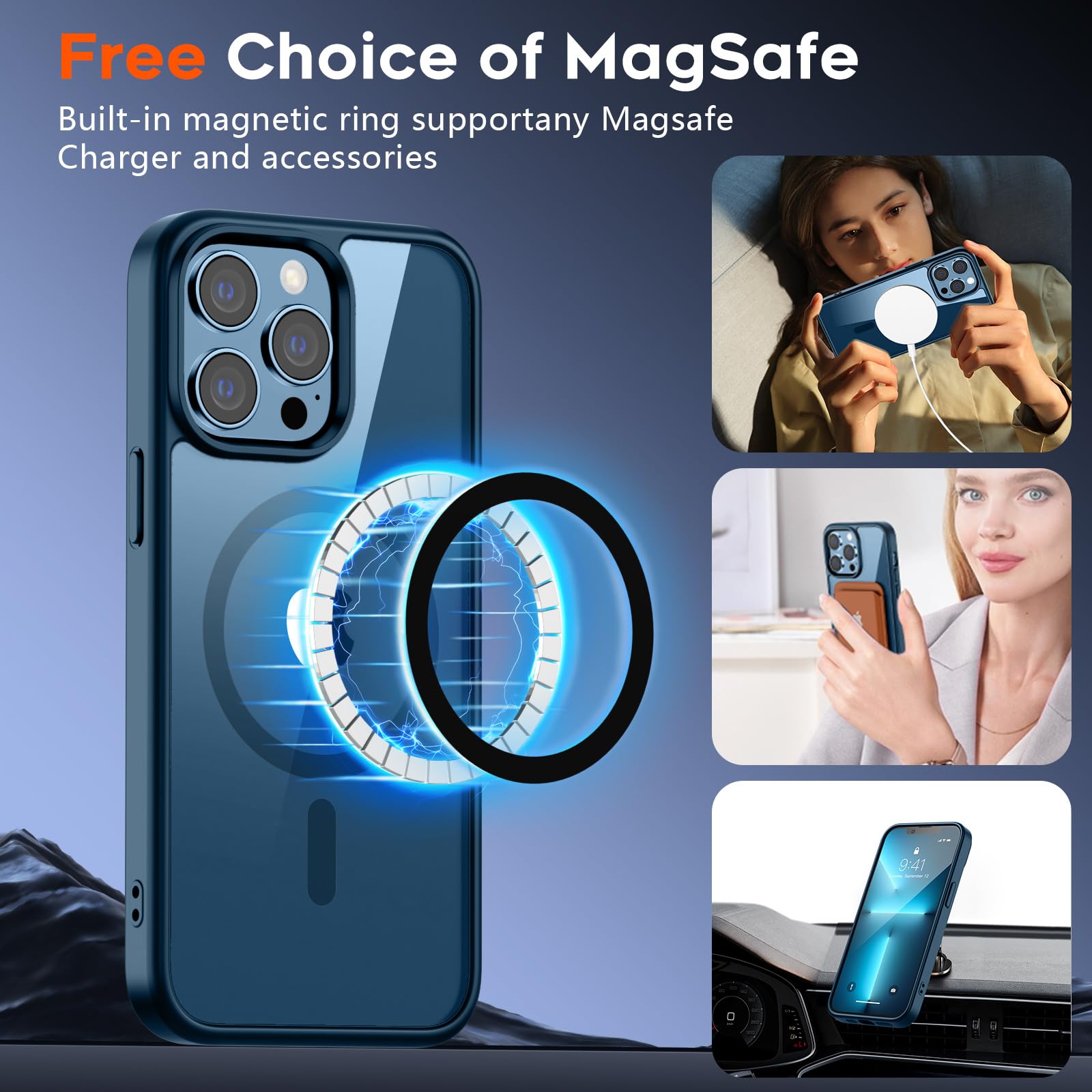 SUPFINE Custodia Magnetica Per IPhone 13 Pro Con MagSafe - Protezione Antiurto Grado Militare, Nera