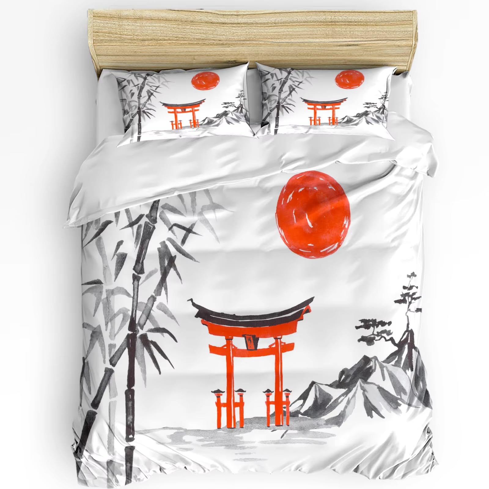 Housse de couette motif orchidées et bambou vert pour une chambre à coucher ambiance spa zen