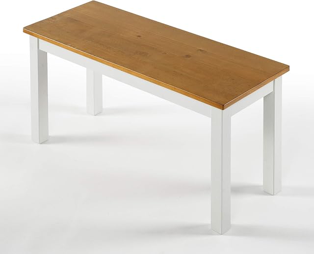 ZINUS Becky 92 cm Wood Bench | Farmhouse Style Solid Wood Dining Bench | Easy Assembly