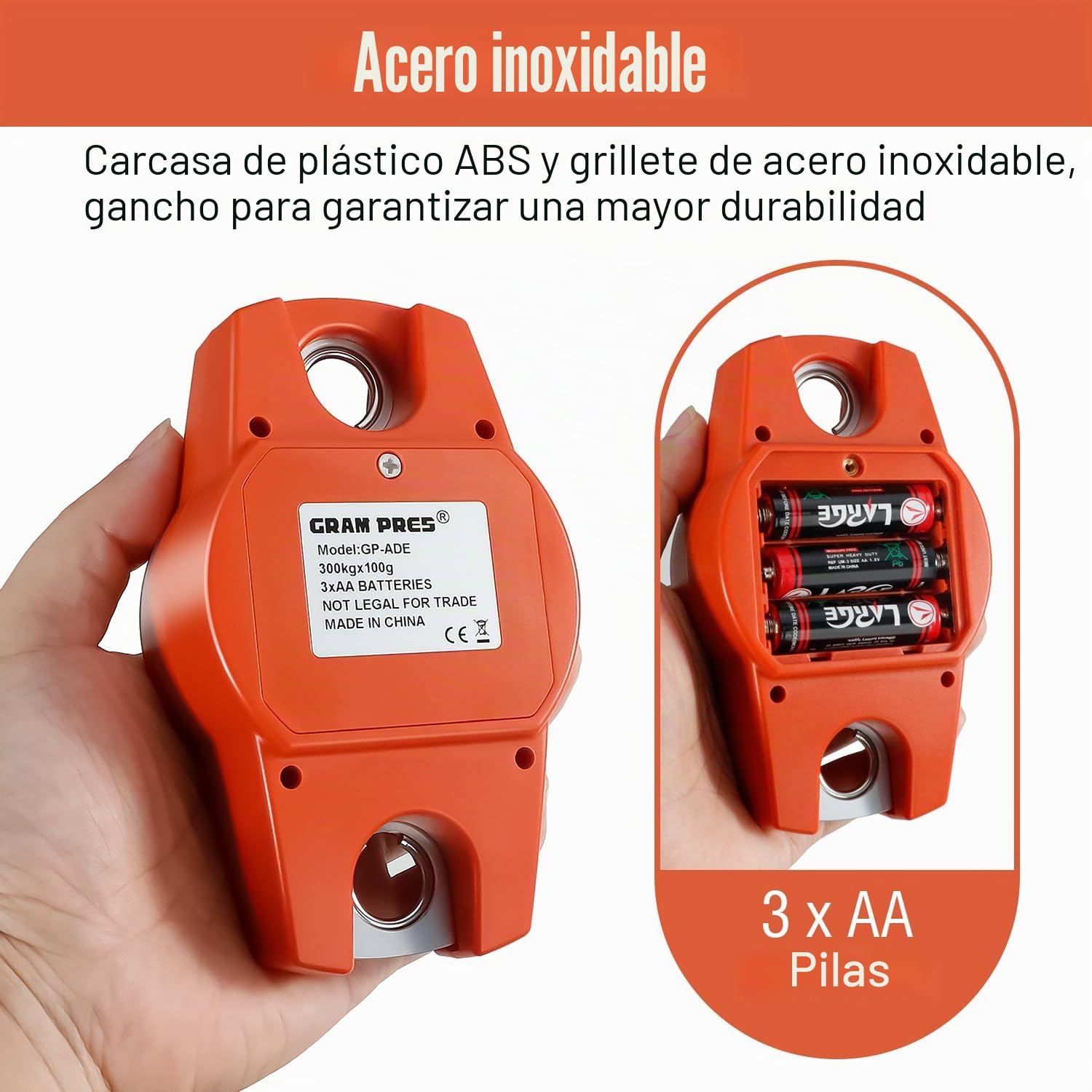 GRAM PRES Báscula colgante digital, mini báscula de grúa 300KG/100g, báscula para caza de ciervos, báscula digital con gancho para granja, pescado, equipaje, actividades al aire libre.