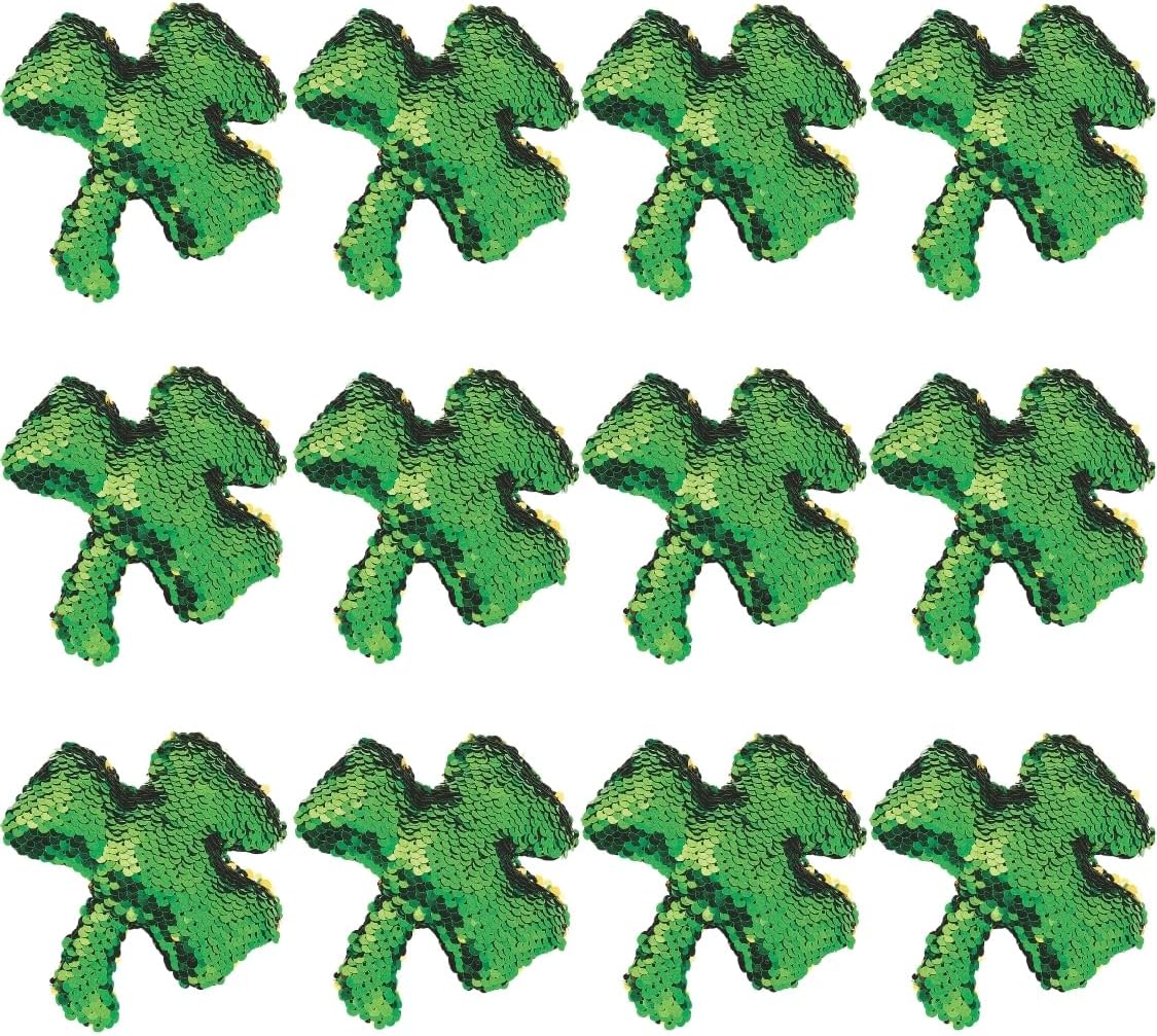 Fun Express Flipping Sequin Plush Shamrock for St. Patrick's Day (set of 12)