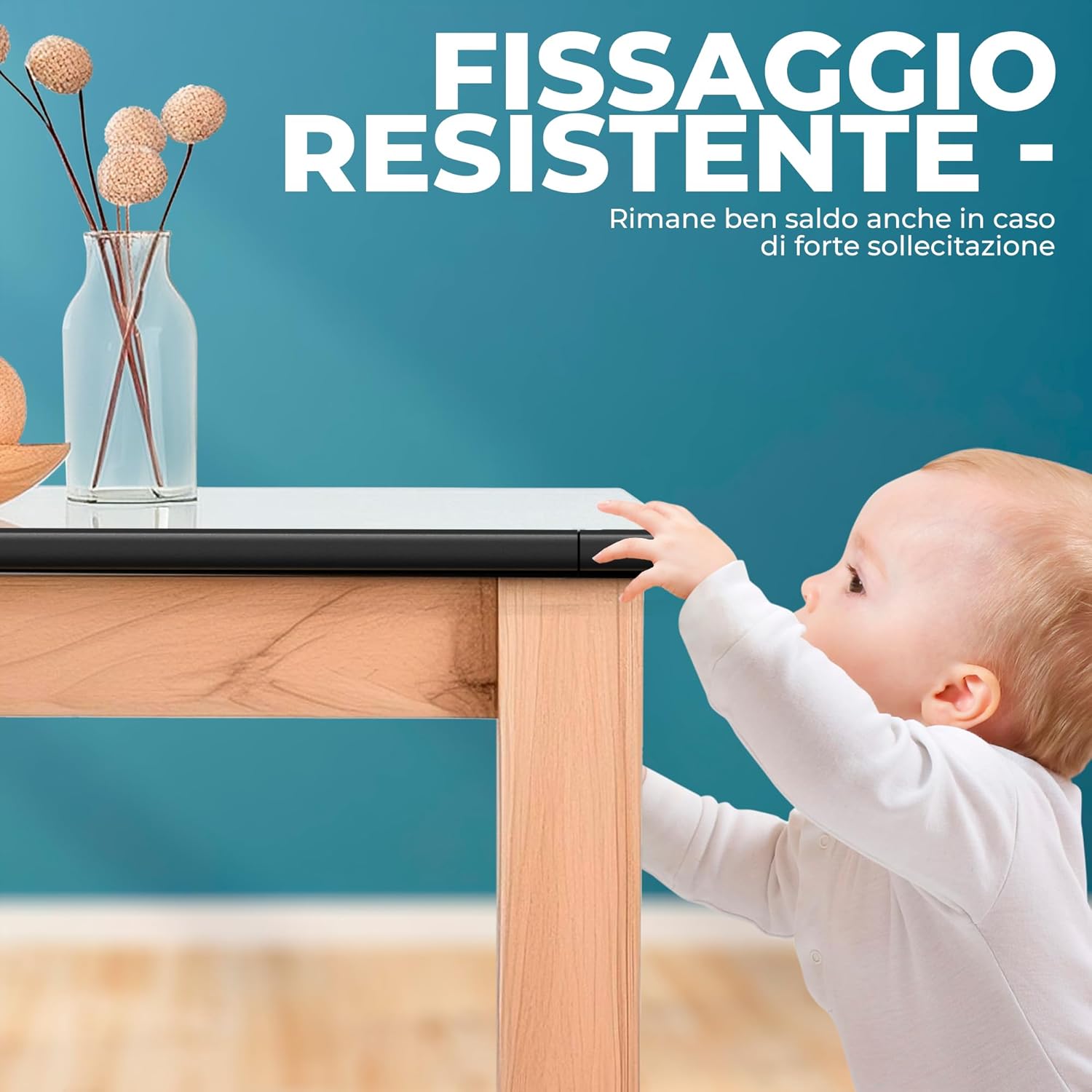 Hoffenbach Paracolpi in Schiuma 6,2m & 12x Copriangoli – Protezione per Tavolo, Letto e Mobili – Kit Sicurezza Casa per Bambini – Autoadesivi Antiurto – Nero