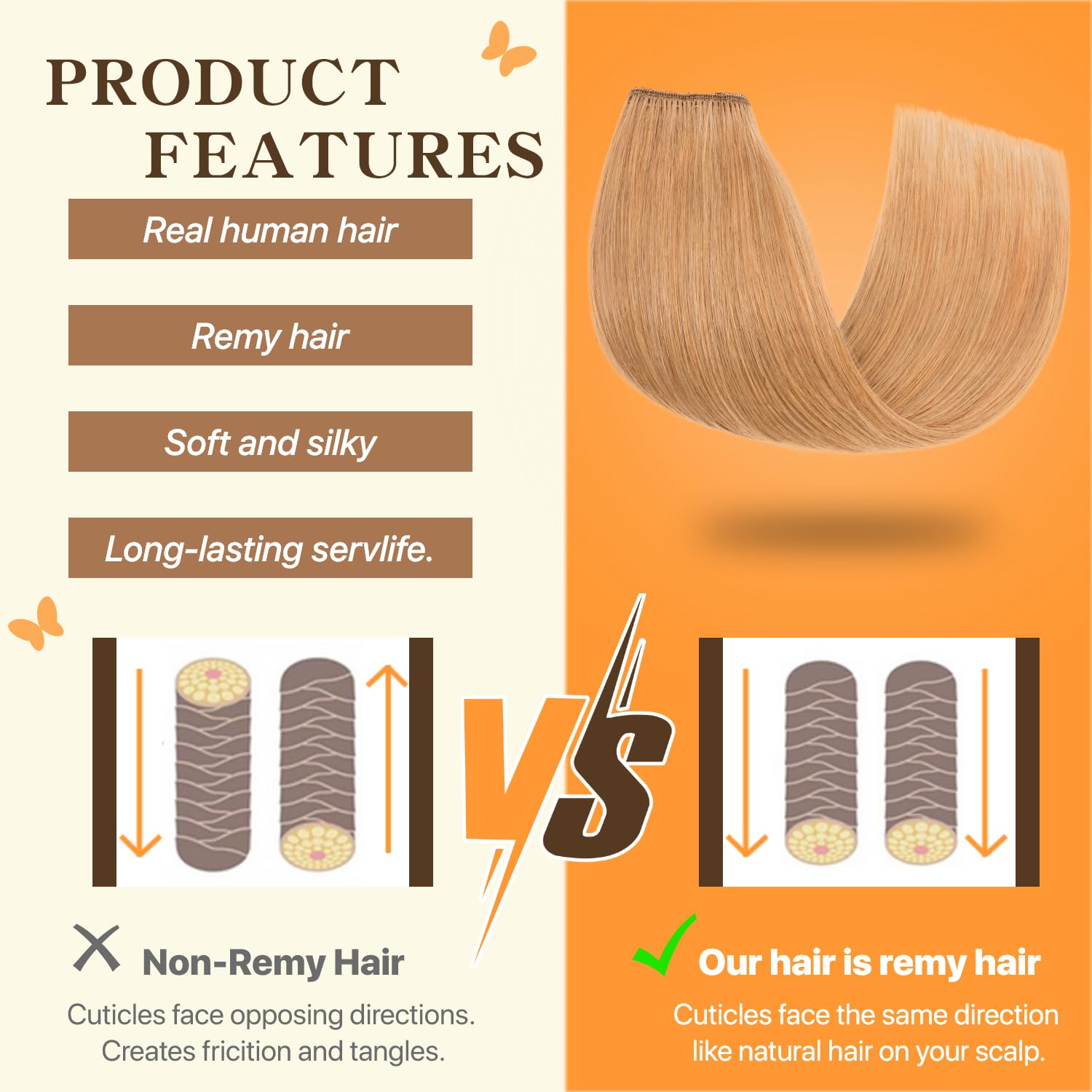 Thick Halo Hair Extensions Straight, 100% Real Human Hair,No Tangle & Smooth,Invisible Wire Extensions for Women,80g,18 Inch #27 Dark Blonde