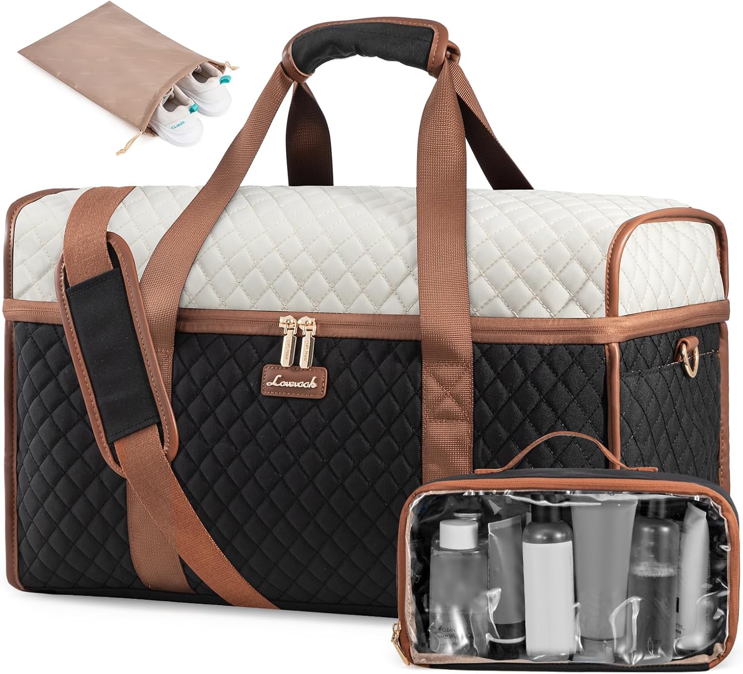 LOVEVOOK Travel Duffle Bag - Weekender & Overnight Bag with Toiletry & Wet Pocket, Carry-On Size, 3pc Set