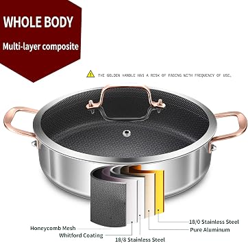 LOLYKITCH 5.8-Quart Deep Skillet with Lid | 12 Inch | 4-6 Servings