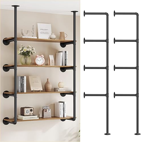 Pynsseu Estante Industrial de Tubo de Hierro para Montaje en Pared, Estantería Abierta DIY de Granja, Estantes de Tubo para Cocina Baño, Librerías