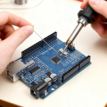 UNO R3 Board ATmega328P with USB Cable(Arduino-Compatible) for Arduino, Input Voltage 7-12V, 16MHZ,14 Digital 1/0 pins Support PWM, SRAW 2KB, Compatible with RPi 4B/3B+/3B/2B/B+/Zero/Zero W