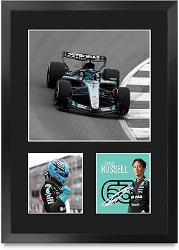 HWC Trading George Russell Mercedes Gifts Printed Signed Autograph Picture for F1 Formula 1 Racing Fans - 16" x 12" Portrait Framed ID-009284