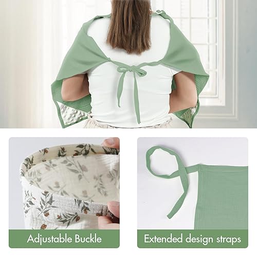 Miniatura 4 de Paquete de 2 fundas de lactancia para lactancia materna del bebé, fundas de muselina para lactancia materna, transpirables, cuello de arco suave,