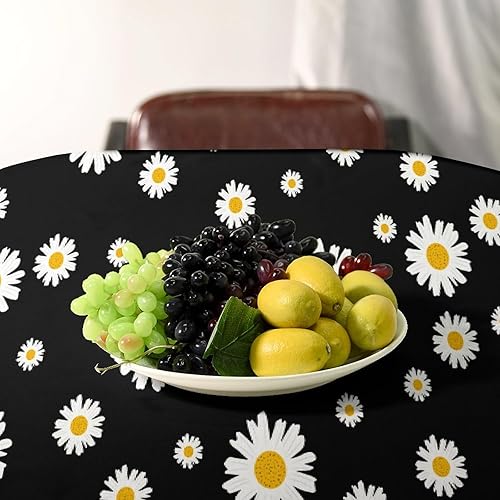 Miniatura 766 de Mantel floral hippie, diseño retro de los años 70, naranja, rosa, azul, floral, bohemio, estampado estético de margaritas, para fiesta, picnic