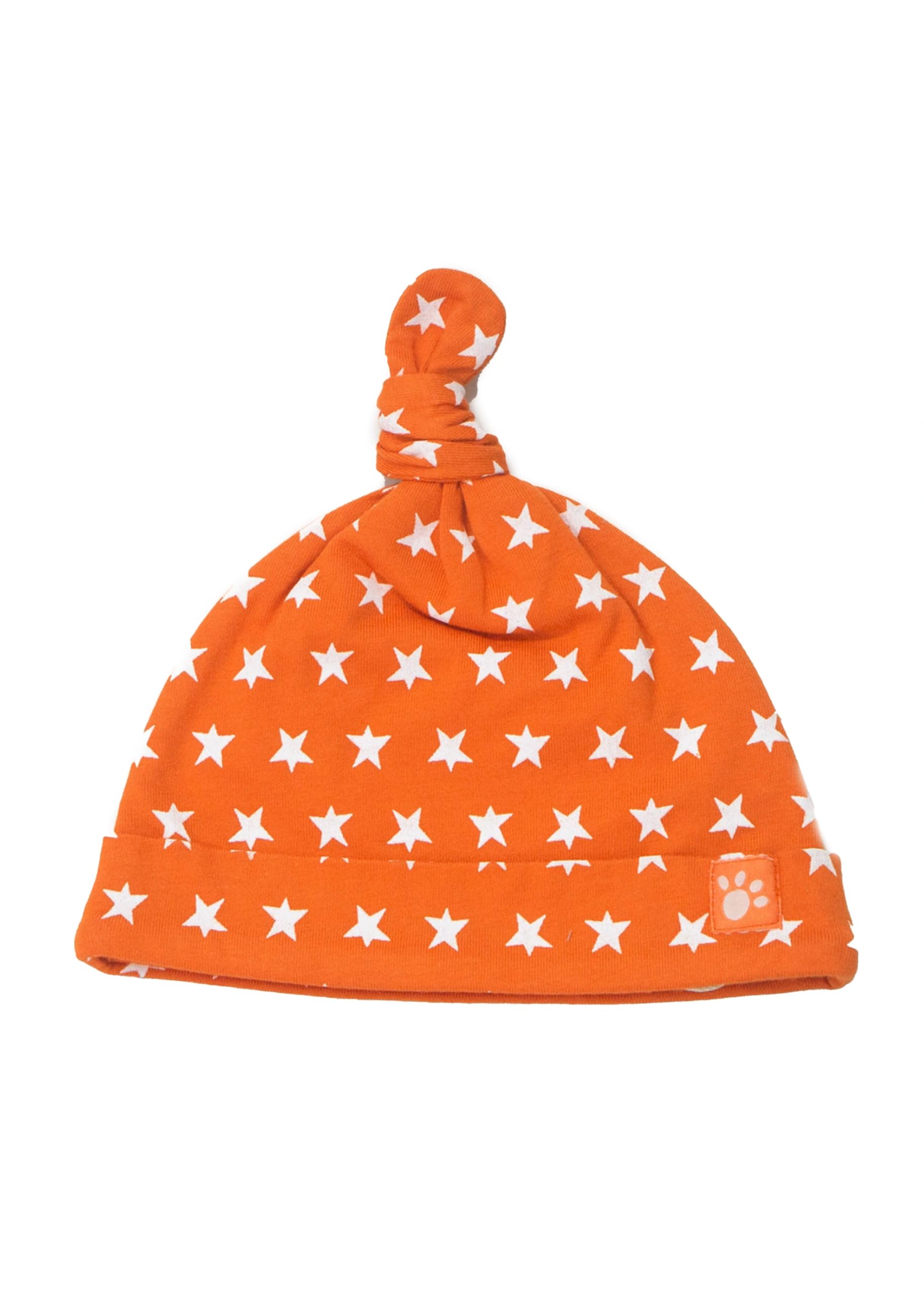 Lucy & Sam Organic Cotton Pumpkin Star Bandana Hat | GOTS Certified | Soft Baby Hat with Knot | Unisex Newborn Accessory | Eco-Friendly Organic Babywear (12-18 Months) Orange