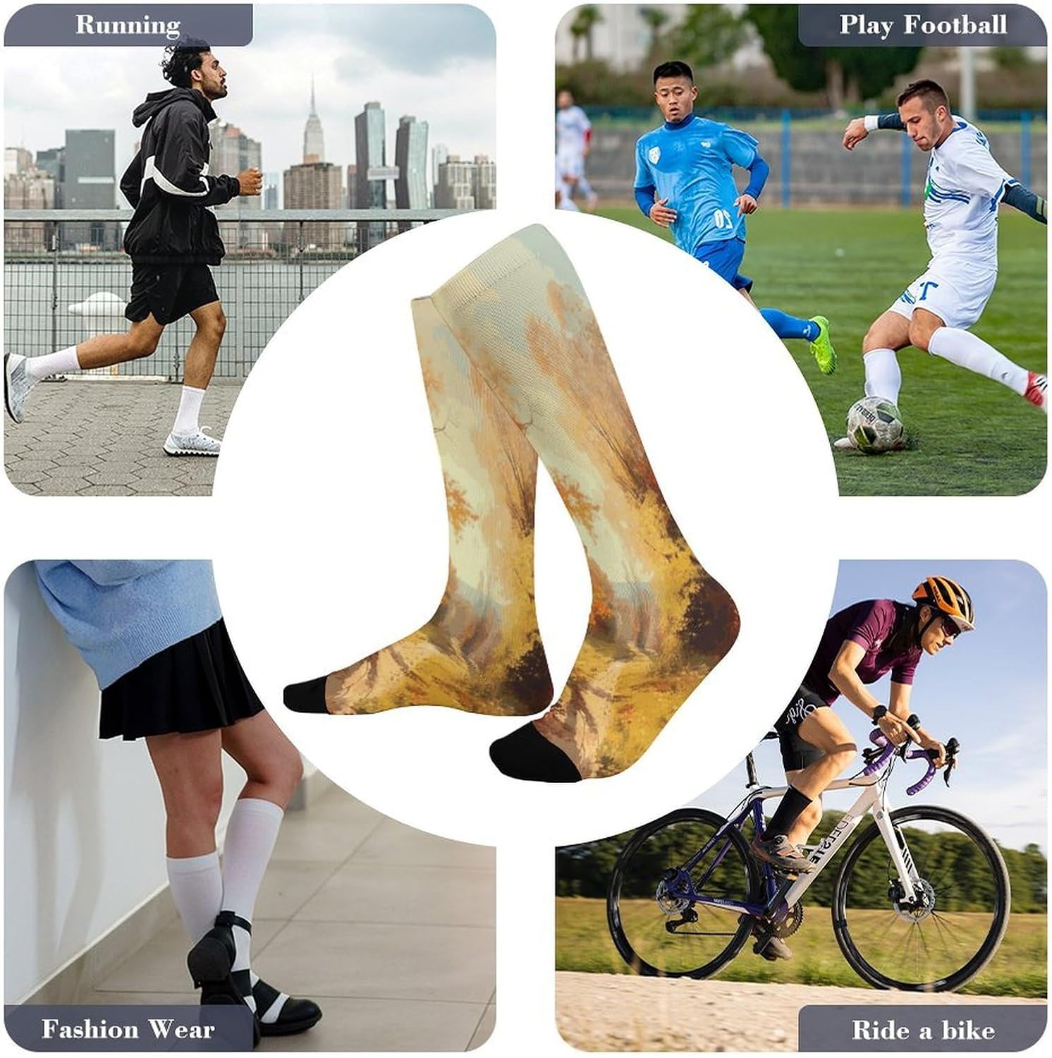 Autumn Scene Crew Socks Calf Socks Athletic Crew Sock