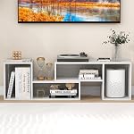Giantex Bookshelf TV Stand for TVs up to 55", 2 Pieces Free-Combination Entertainment Center with Storage Cubes, Modern Media TV Console Table, Open Storage Bookcase for Living Room, Bedroom (White)