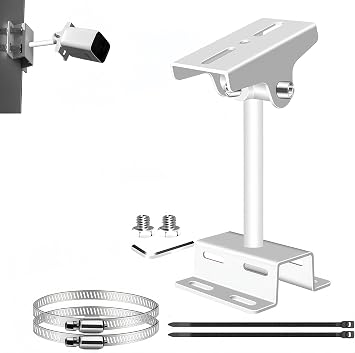 CCTV Security Camera Mount Brackets, Adjustable Pole/Wall Mount with Stainless Steel Hoops, Compatible with CCTV/IP Cameras, Eufy, Ring & More 6.69" Long Type Pole Mount