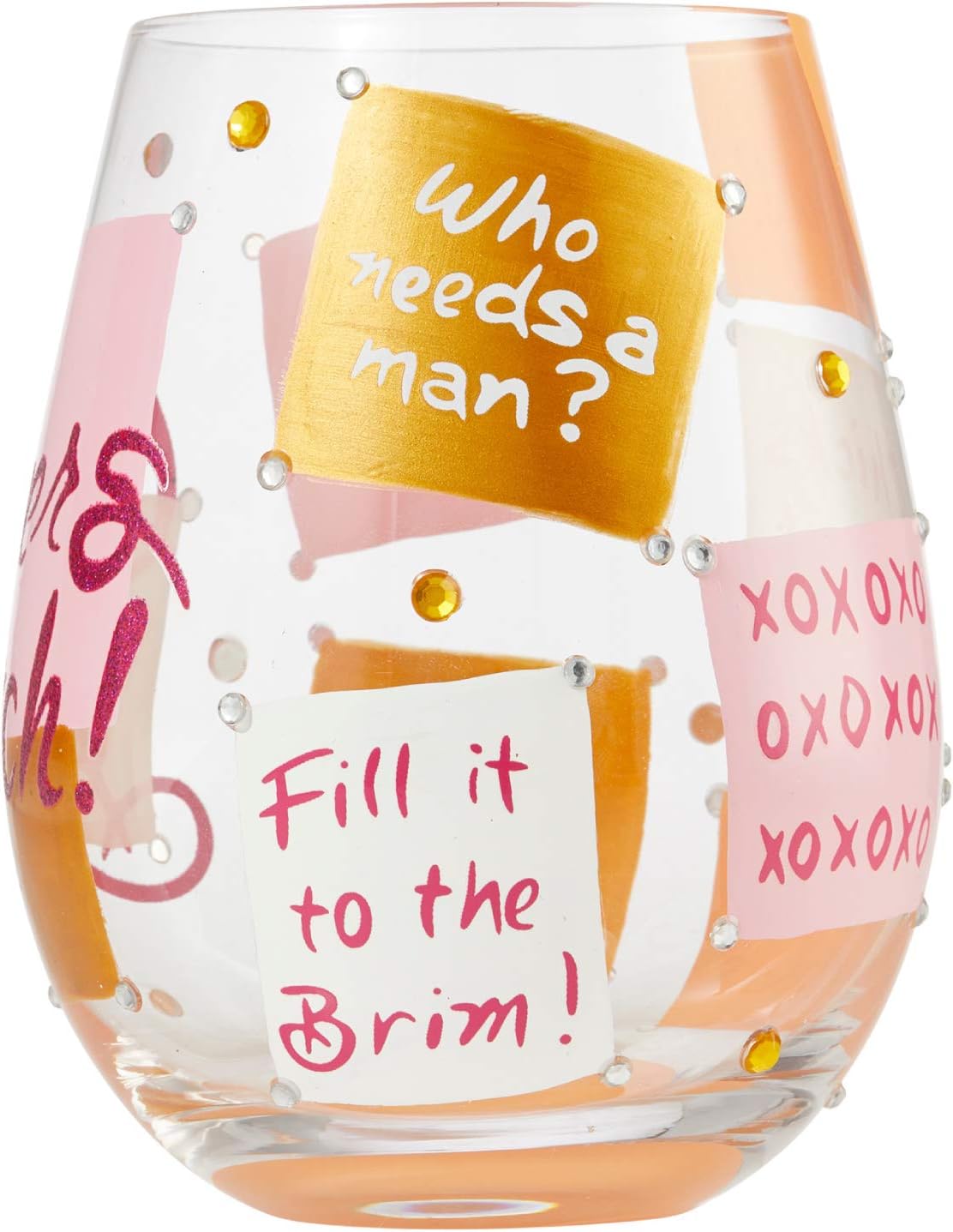 Enesco 6007479 Designs by Lolita Cheers B Artisan Stemless Wine Glass, 20 Ounce, Multicolor