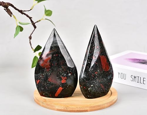 Miniatura 5 de Torre de varita de cuarzo en forma de gota de cristal curativo de piedra de sangre africana, 1.1-1.5 libras