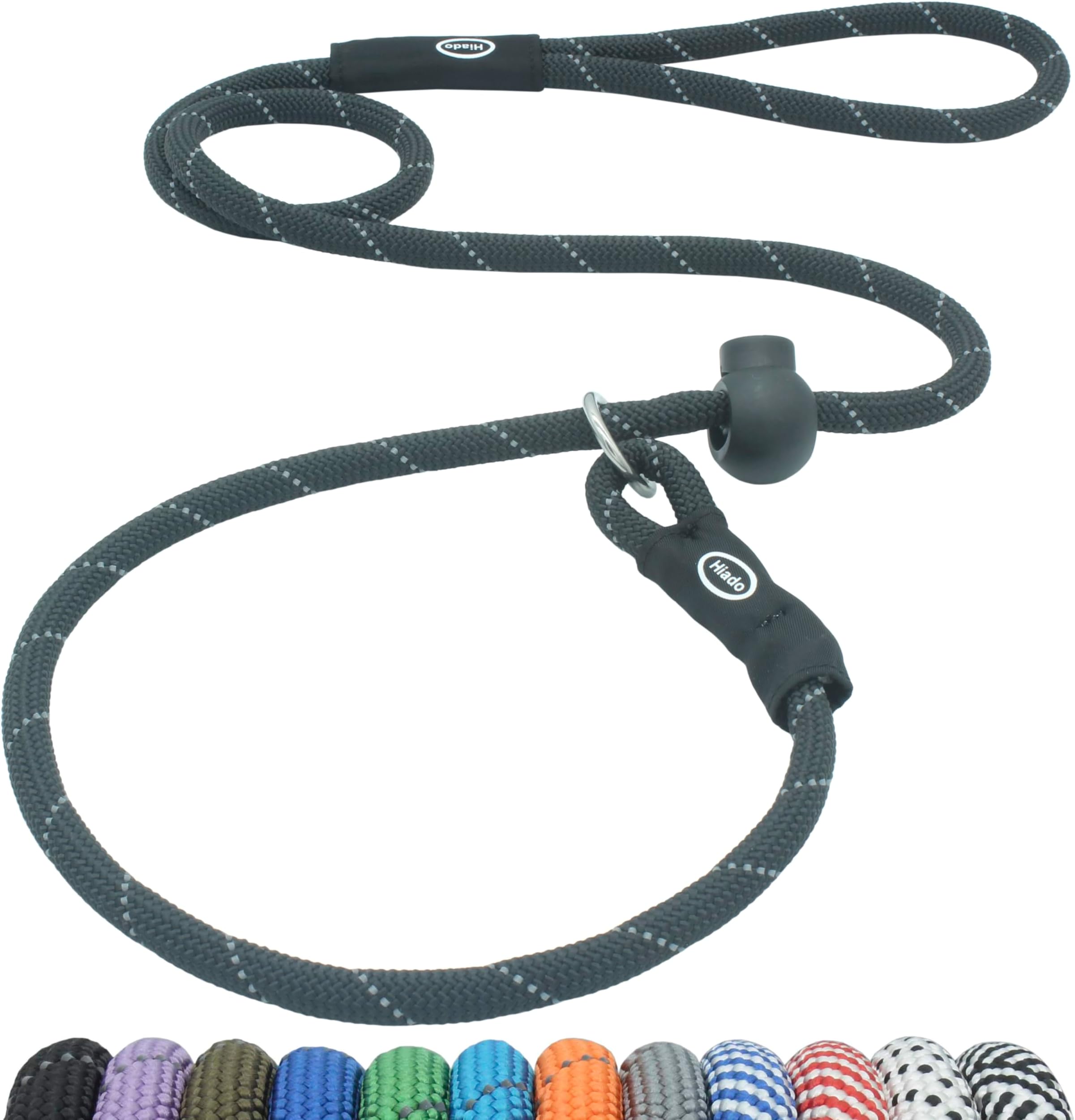 Slip Lead Dog Leash Reflective with Stopper Loop Rope Training No Pull for Small Medium Large Dogs 6ft Black