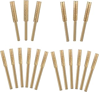 BestMal 18 PCS High Hardness Diamond Chainsaw Sharpener, Titanium Plated Burr Stone File Kits in 3 Size Sharpening Wheels Chainsaw File for Chain Saw Stone Jewelry Wood (5/32'', 3/16'', 7/32'')