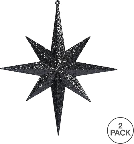 Vista 73 de Vickerman Adorno de Navidad de estrella de Belén con purpurina iridiscente de oro rosa de 8 pulgadas, 4 por caja