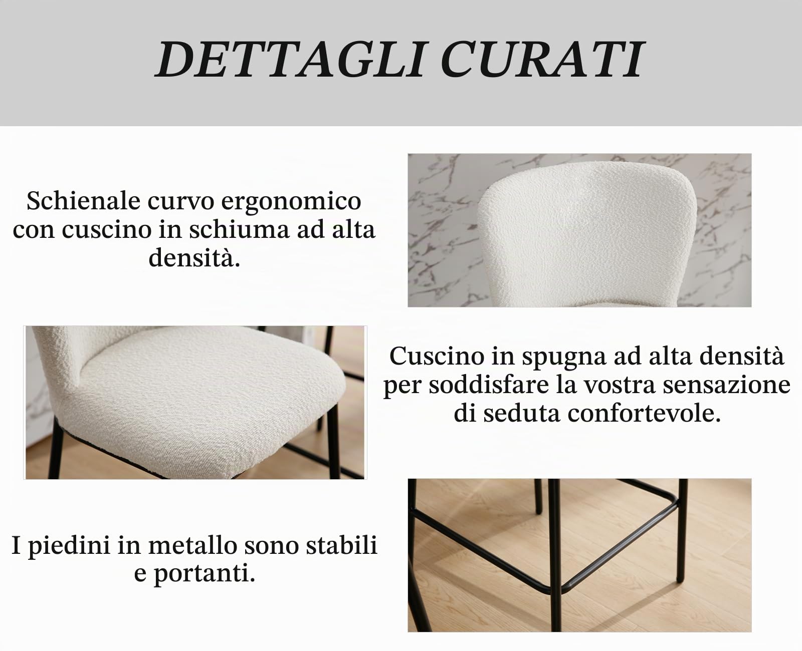 Ya-Home Set di 2 Sgabelli Cucina Sgabelli da Bar in Pelliccia, Bianco