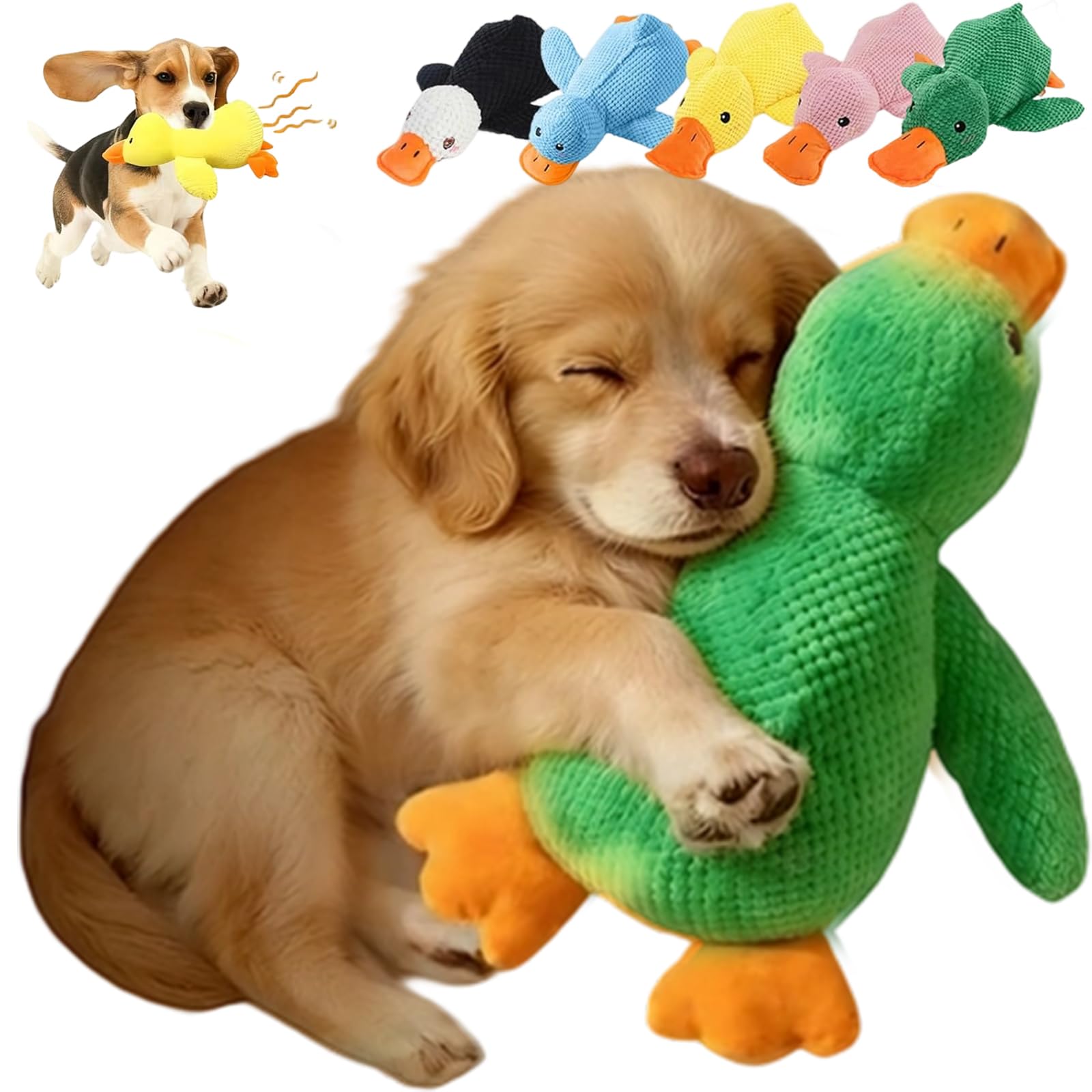 fjaldjfu 2026 Upgraded Calming Duck Toy For Dogs, Calming Duck, Quacking Ducks Toys, Soft Stuffed Plush Mellow Calming Pillow For Puppies And Senior (D-M(32 * 22CM))
