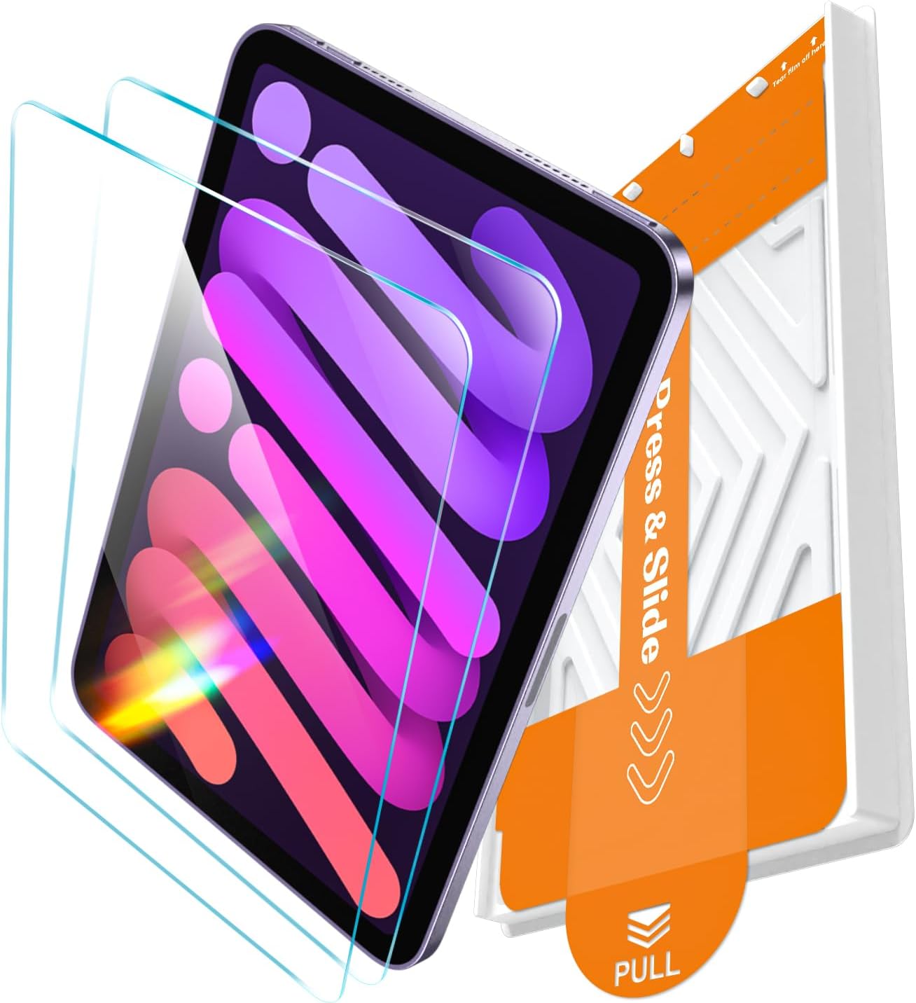 EZ-GLAZ-2 Pack Screen Protector for iPad Mini 8.3" [Mini A17 Pro 7th Gen 2024 & Mini 6th Gen 2021 Release]9H+ Hardness 12FT Military Grade Shatterproof Long Durable Tempered Glass Film with Flawless Fit Box, Scratch Resistant HD Clear iPad Mini 8.3" (A17 Pro/6th Gen)