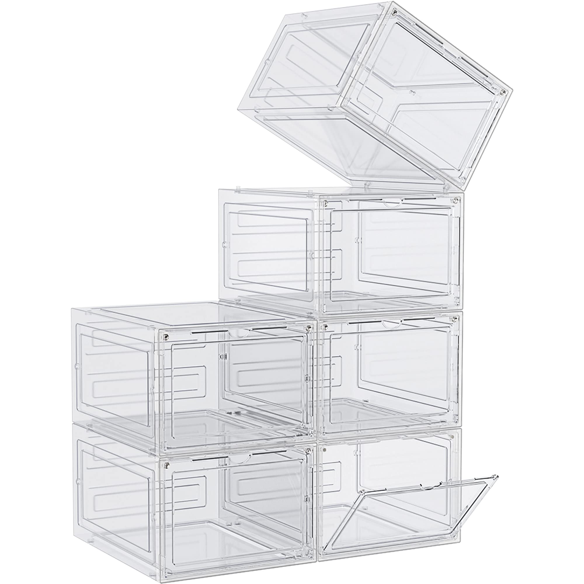 Shoe Storage, 6 Pack Shoe Organizer Clear Hard Plastic Shoe Box, Shoe