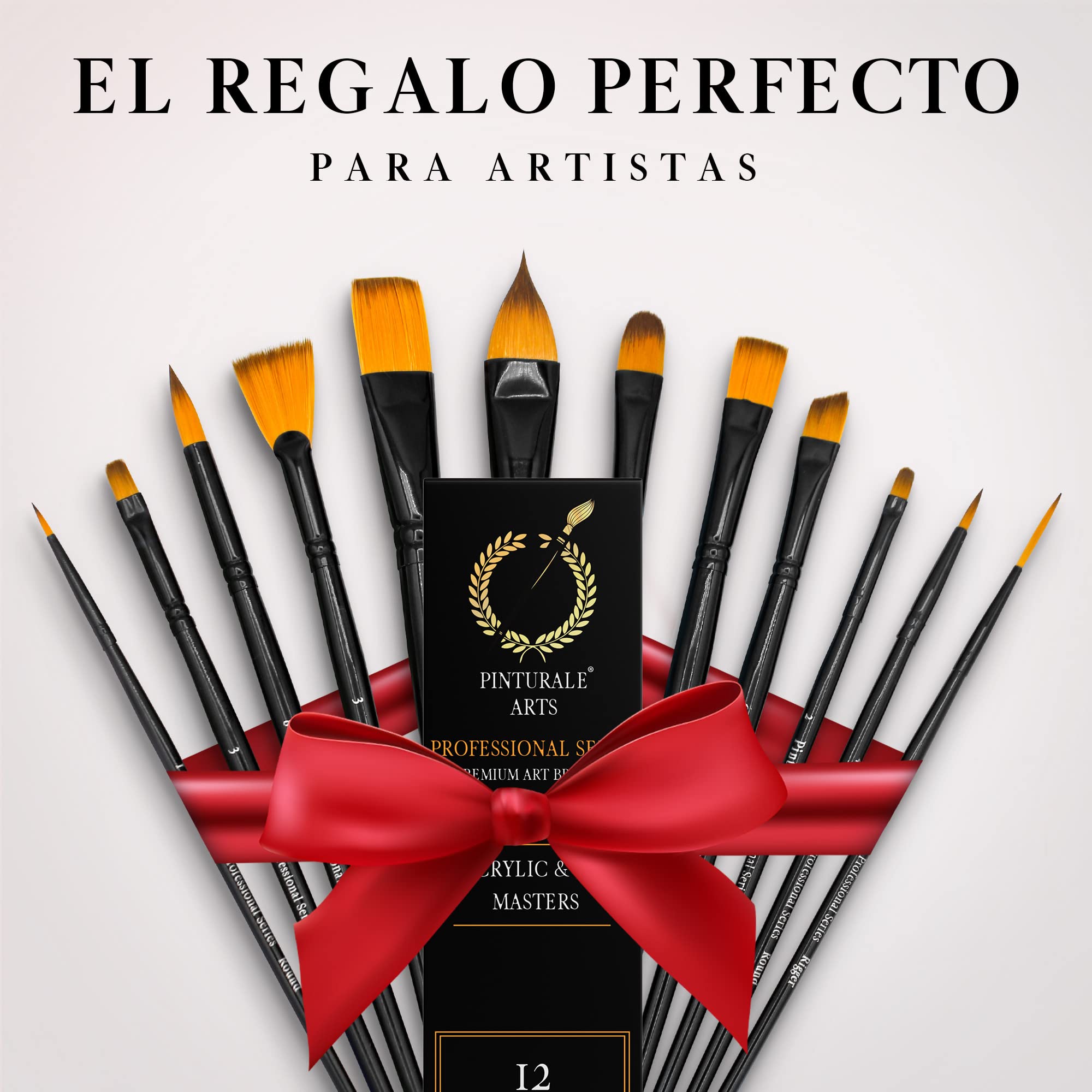 Pinturale 12 Pinceles Acrilico Profesional | Acrylic & Oil Masters | Estuche Pinceles Oleo Profesional | Fabricados a Mano