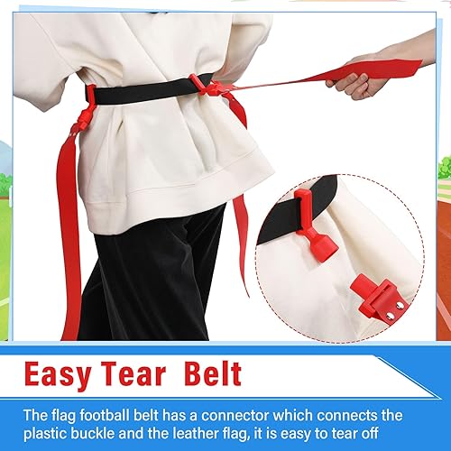 Vista 45 de Hungdao Cinturones y banderas de fútbol para 12 jugadores, cinturones de fútbol ajustables para niños, adolescentes, adultos, entrenamiento en Rojo