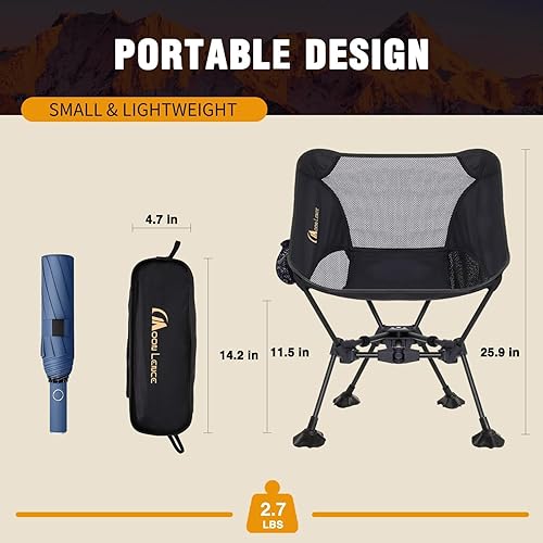 Miniatura 71 de MOON LENCE Silla de camping portátil para mochilero, silla plegable ultraligera de 4ª generación, sillas plegables compactas y ligeras