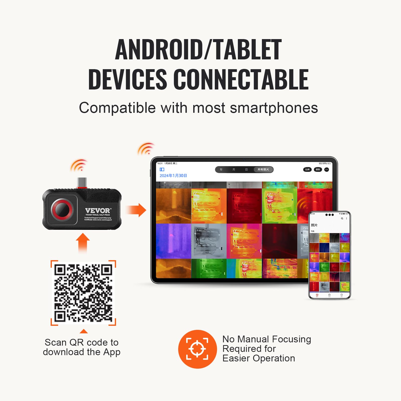 Amazon.co.jp: Android用サーマルイメージングカメラ、256 x 192 IR