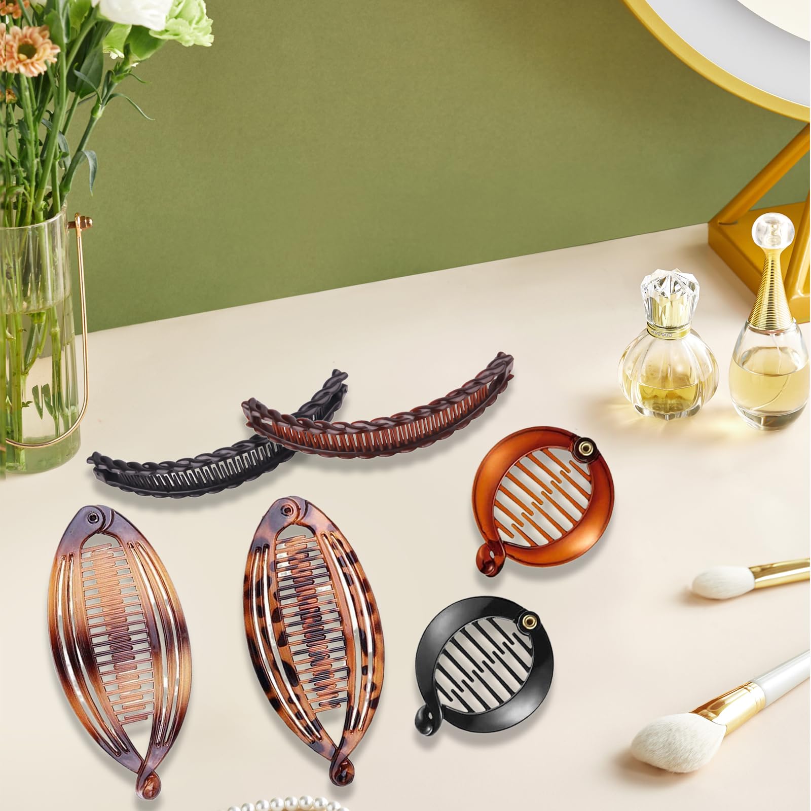 Ycfish Banana Hair Clips (6 Pcs) - Women's Retro Claw Hair Clip - Black Solid - Polypropylene - Suitable for All Hair Types - Image 4