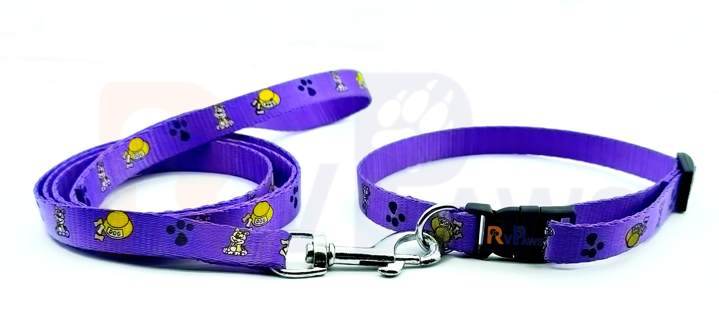 Pups&Pets 15 MM Dog Collar and Leash Set Puppy Printed, Adjustable Nylon Collar with Leash for Small Dogs, Color-Full Collar Leash Set for Puppies, Dog & Cat (Purple) (B0CJRRCX1G) Amazon Price History, Amazon Price Tracker
