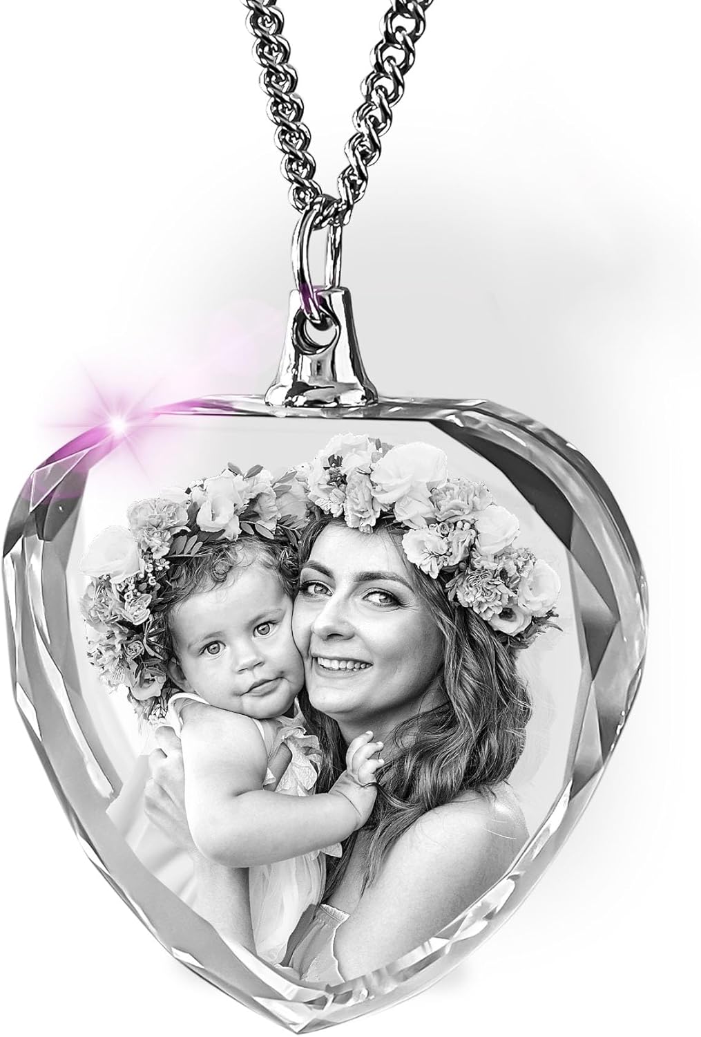 ArtPix 3D Crystal Photo, Personalized Necklace Gift, Custom Mothers Day Gifts for Mom, Women, Wife