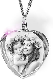 Crystal Photo, Christmas Personalized Necklace Gift, Xmas Customized Gifts for Mom, Women, Wife, Her, Grandma, Great Custom Picture Gifts With Your Own Photo