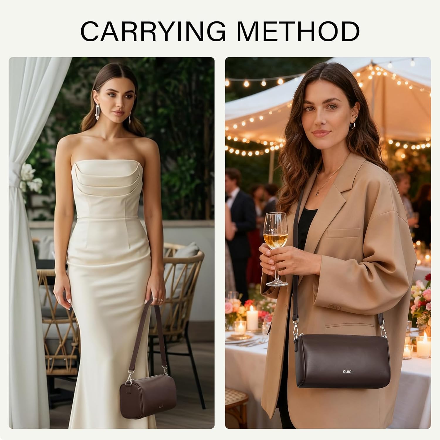 CLUCI Crossbody Purses for Women,Minimalist Barrel Purse,Designer Barrel Bag with 2 Detachable Straps - Image 2