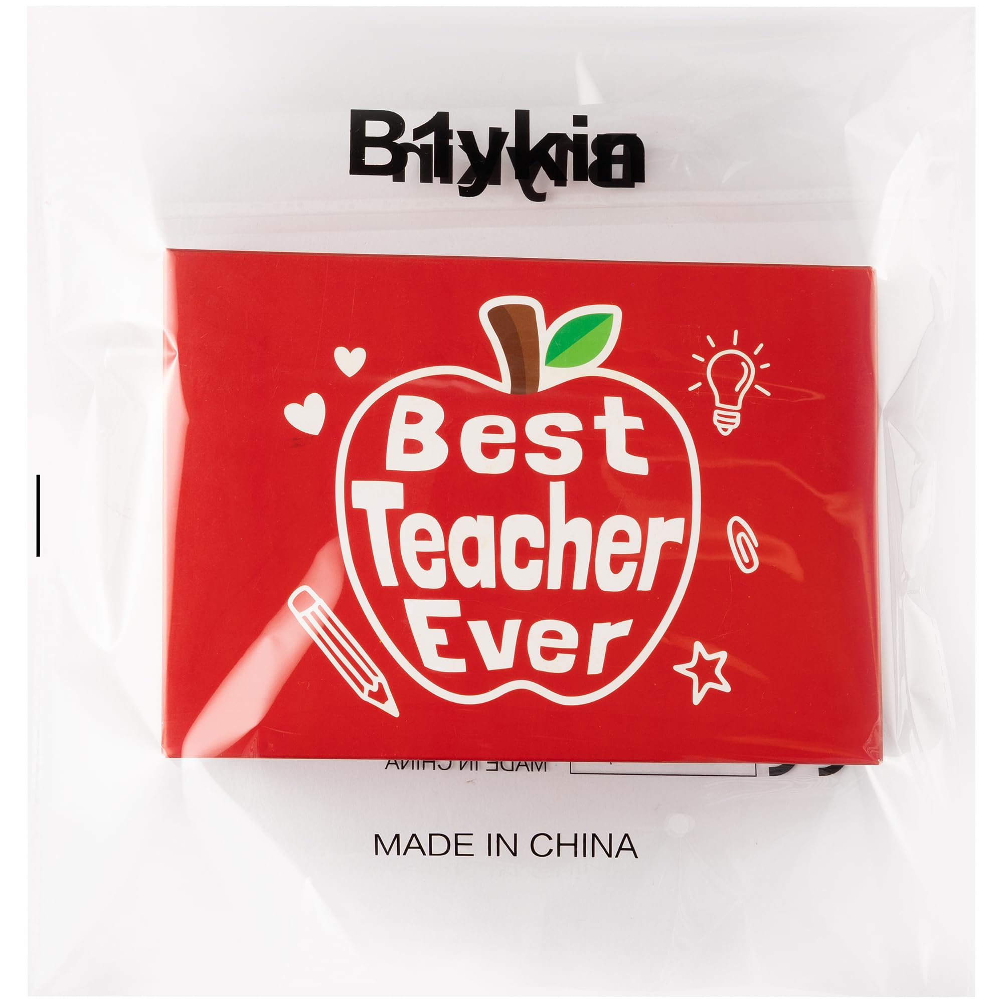 B1ykin Teacher Appreciation Gifts Set - 6pcs Best Teacher Ever Thank You Gifts with PU Notebook, Sticky Notes, Makeup Bag, Bracelet, Pen, Thank You Card for Coworkers Teachers (Art)