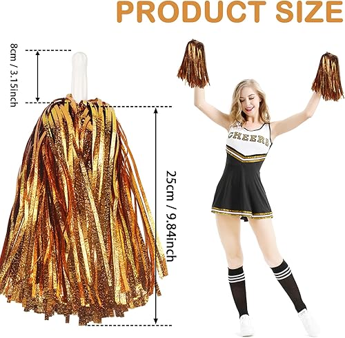 Miniatura 8 de 12 pompones de animadora de metal en relieve rosa intenso con asa para animar a niños y adultos