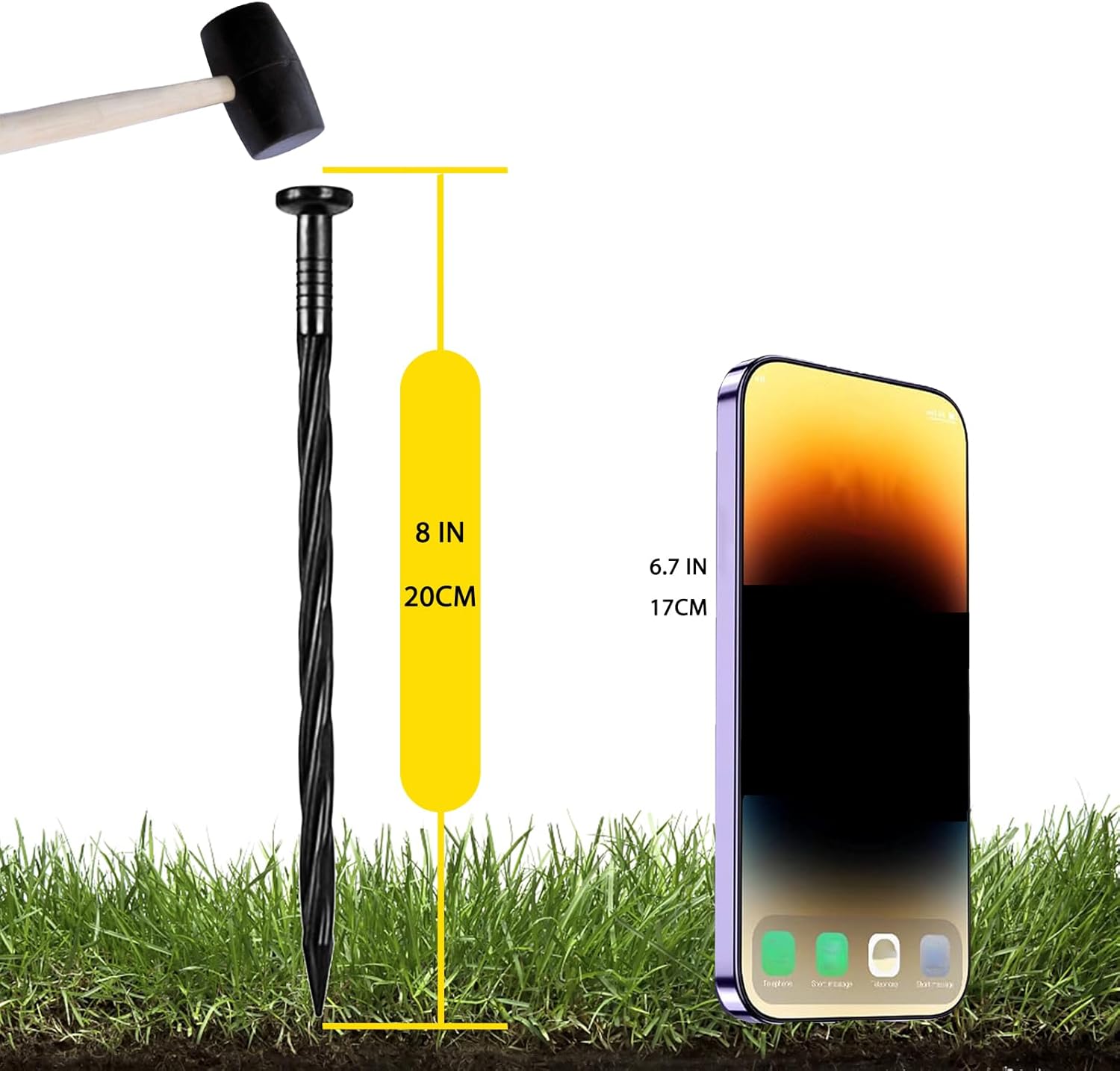 200PCS Plastic Edging Stakes,8-inch Plastic Edging Nails,Spiral Nylon Landscape Anchoring Spikes,Edging Anchoring Spikes, for Paver Edging, Weed Barriers, Tent (200PCS)