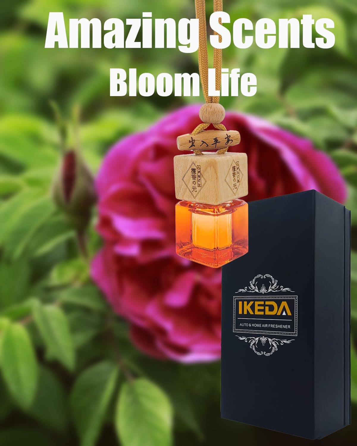 ikeda fragrance Auto-Lufterfrischer, 8 ml, Auto-Duftstoffe, langanhaltender Duft, automatische hängende Diffusor-Flaschen, entfernt Gerüche und frische Luft, Heim-Deodorierer (1 Stück, Bloom Life)