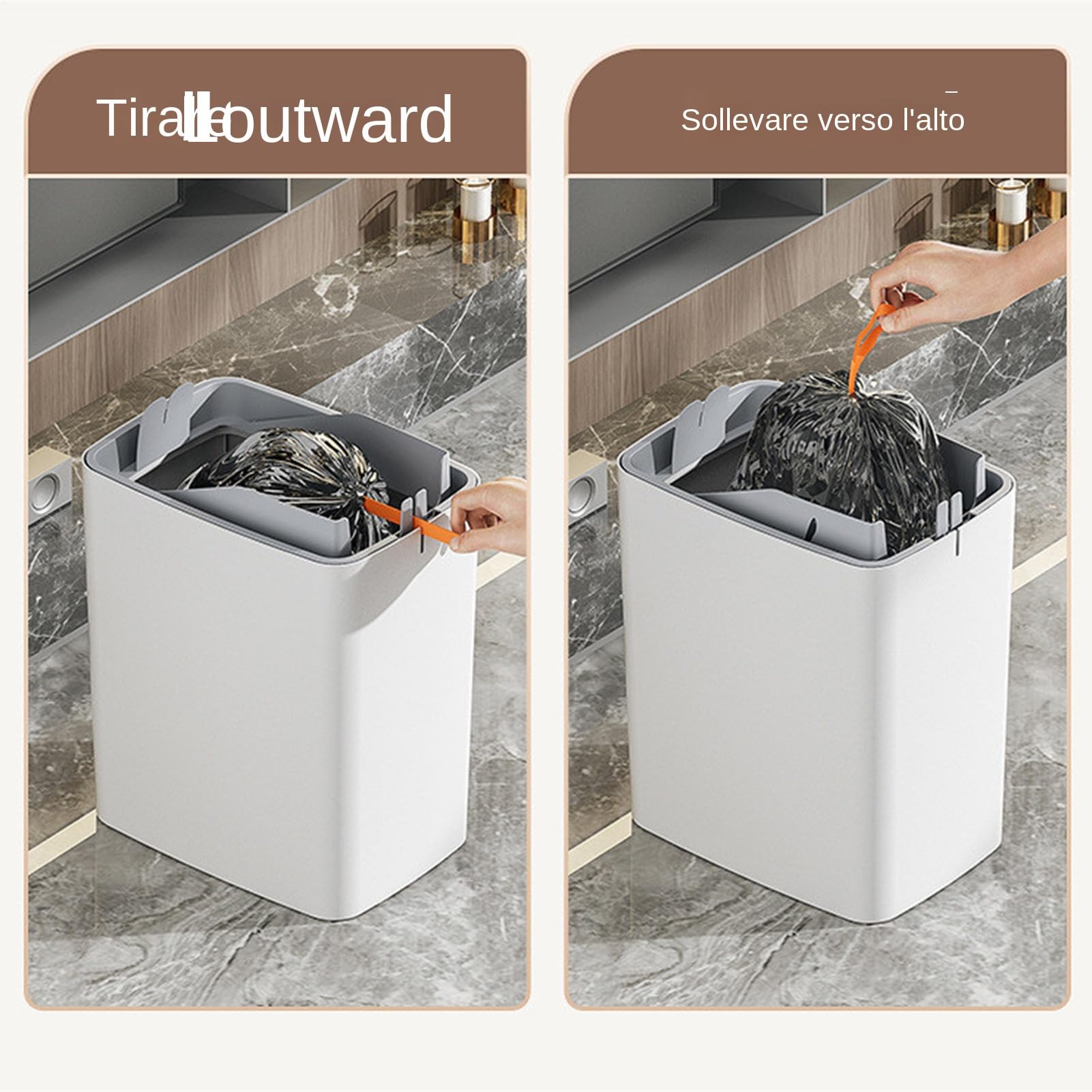 Generico Bidoni della spazzatura senza contatto - Pattumiera ricaricabile tramite USB, cestino automatico, sensore di movimento, camera da, bagno, cucina, coperchio sottile impermeabile