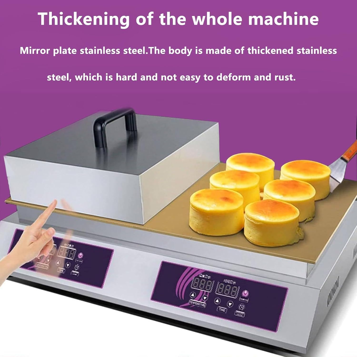 Pancake Souffle Maker, 60-240℃ Commercial Non-Stick Pancake er Machine Electric Muffin Maker, Pancake Machine for Making Souffle, Pancakes, Muffins, Waffles Doublehead