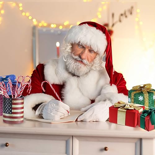 Miniatura 5 de Outus 60 bolígrafos navideños de bastón de caramelo a rayas para fiesta de Navidad, suministros de papelería, tinta negra y azul (rojo y blanco)