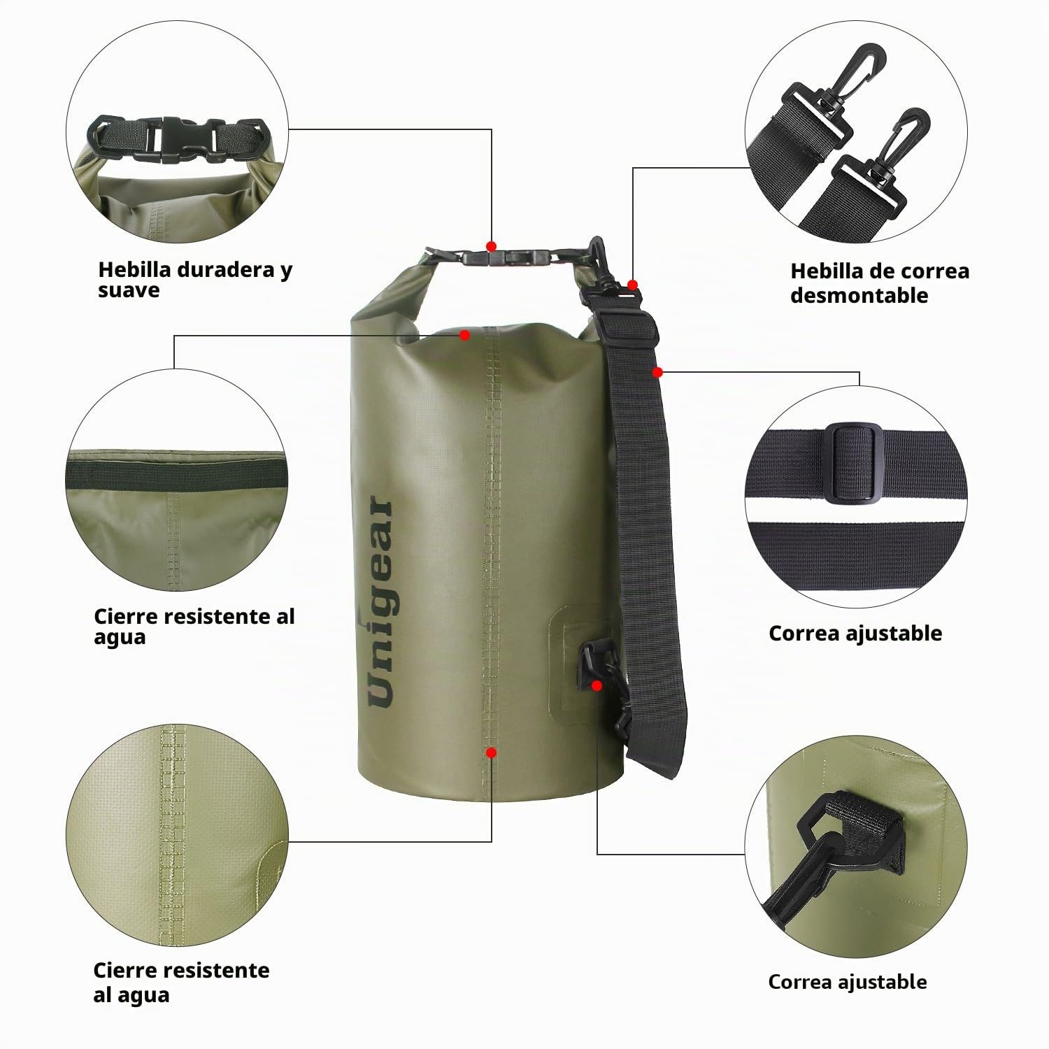 Bolsa Impermeable Unigear 5 L para Barco Kayak Pesca Rafting Camping