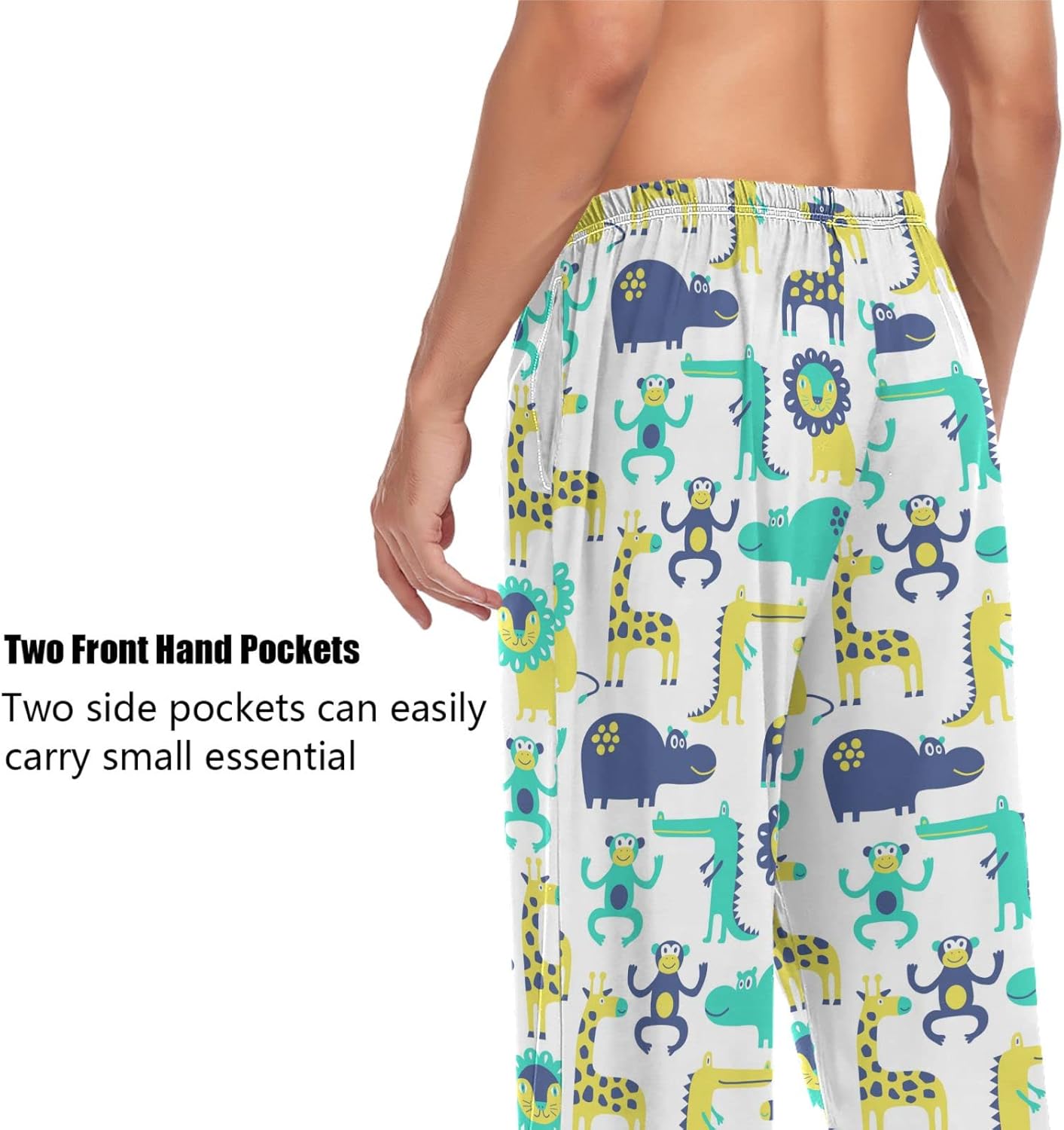 Colorful Kitten Cat Fish Pajama Pants for Men Comfort Sleep Lounge Bottoms Straight-fit with Pockets S-XXL - Image 4