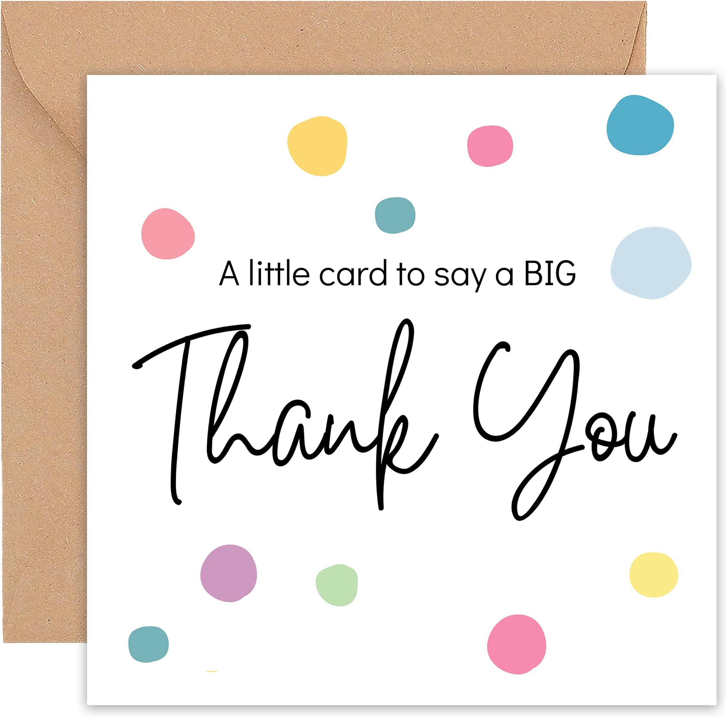Felbridge Studio Thank You Card - with Envelope - Wedding Teacher Teaching Assistant Nurses Doctors Small Business Kids Friend Single Large - Thank You Gifts for Women - 14cm (Single)