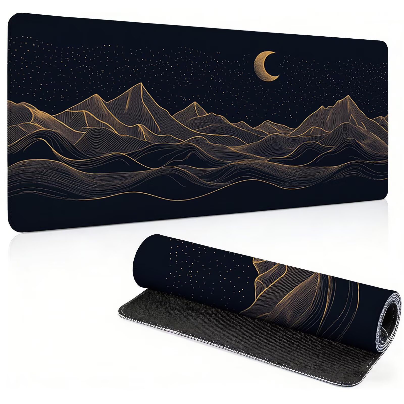 Tappetino Mouse Gaming, 1200x600mm Tappetino Mouse XXL nero 0c0-291 | Mouse Pad Grande, Ottimizzato per i Sensori da Gioco, Migliora Precisione e Velocità, per Mac e PC, luna
