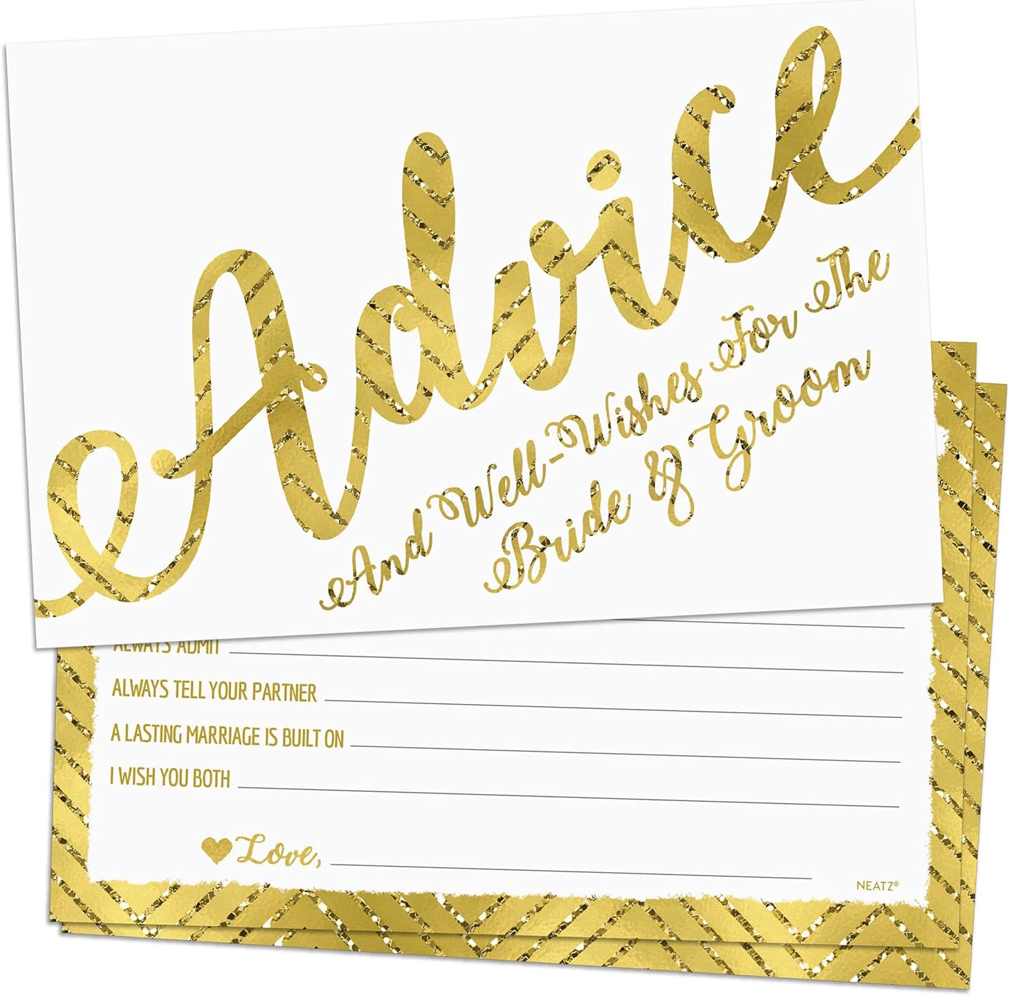 50 Wedding Advice Cards & Well Wishes for the Bride and Groom - Bridal Shower Games, Wedding Games, Wedding Decorations, Wedding Guest Book Alternative