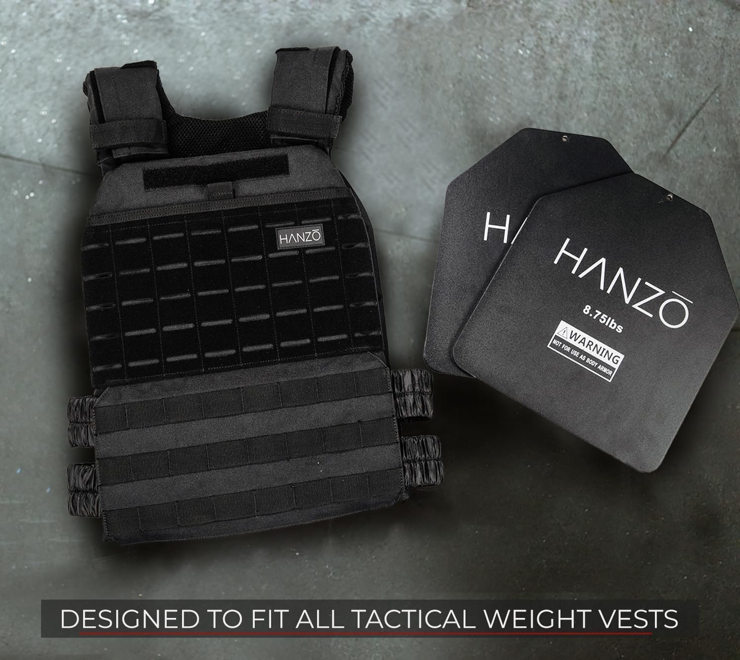 HANZO Weighted Vest Plates – 17.5 lbs, 29 lbs, or 39.5 lbs Pair – Powder-Coated Steel Plates for Weighted Vests – Durable Resistance Weights for Rucking, Strength Training, and Fitness Workouts