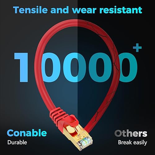 Miniatura 4 de Cable Ethernet Cat 7 de 30 pies, cable de Internet de alta velocidad de 10 Gbps, blindado SFTP, cobre puro OFC, cable de red LAN RJ45 CAT7